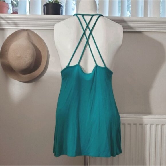 Vintage Flapper Roaring 20s Strappy Flowy Teal Top- Small - Picture 2 of 7